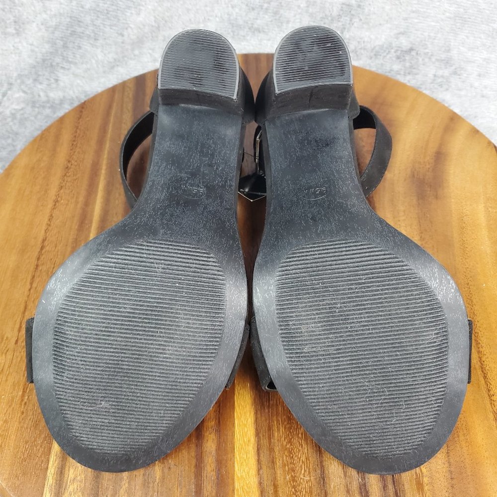 Torrid Heels Women's 9.5 WW Wide Black Two Strap Tapered Buckle Sandals - Picture 7 of 10